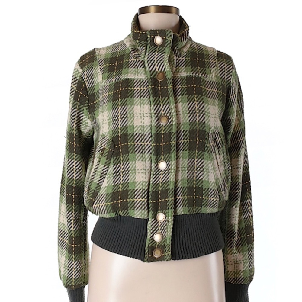 BB Dakota Green Plaid Bomber Jacket